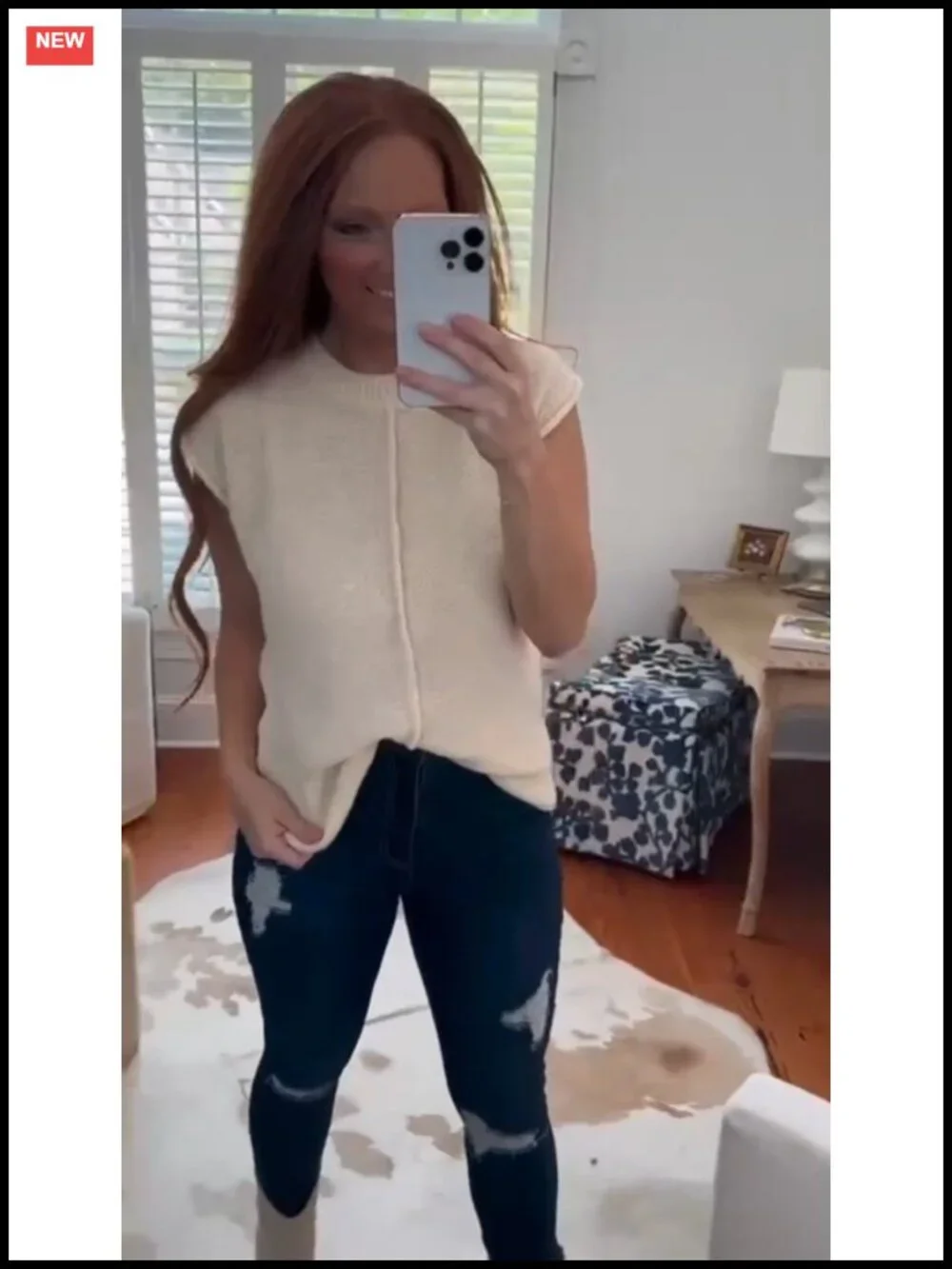 Women's Cap Sleeve Knit Sweater Vest Crew Neck Pullover Lightweight Casual Top